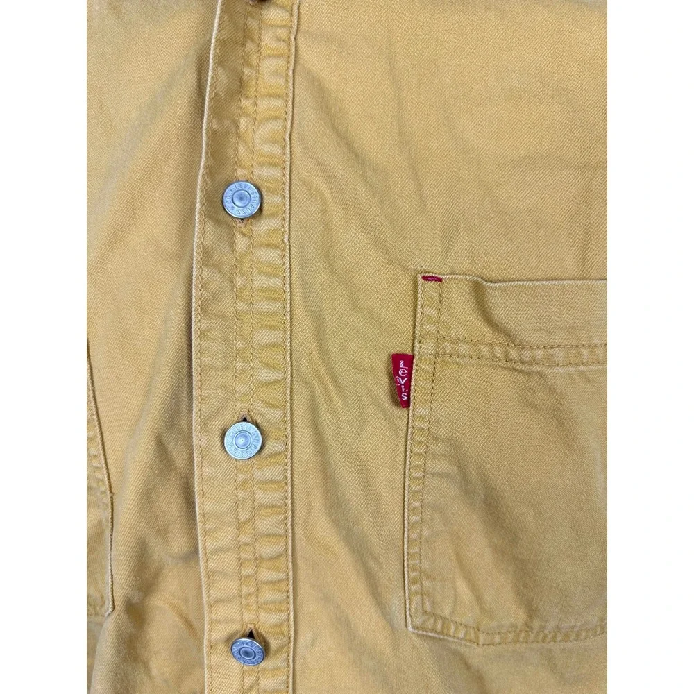 Vintage 90s 1994 Levi's Denim Shirt Metal Buttons Oversized Sz M Mustard‎ Yellow